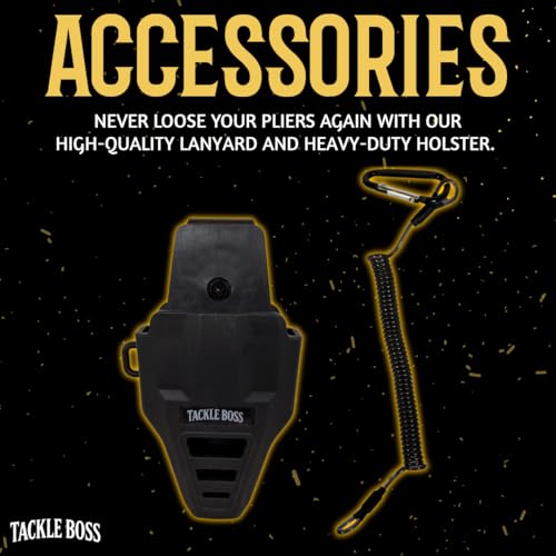 Tackle Boss Outlaw Fishing Pliers & Tool Set – 7.5" Stainless Steel Fishing Pliers, Braid Scissors, Hook Remover & Line Cutter with Holster and Lanyard, Freshwater & Saltwater Fishing Gear - color: Pink