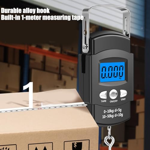 Electronic Digital Fish Scale, 50kg 110lb Weight Equipment, Portable Angling Tool, Bass Trout Catfish Scale, Backlit Screen, Handheld Fishing Gear