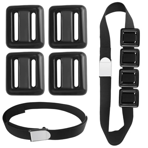 4 Pcs Scuba Weight Belt,Diving Weight Belt with Metal Block Buckle Coated Dive Weights Nylon Dive Belt Suitable for Free Diving - color: Black, size: 4.4lb