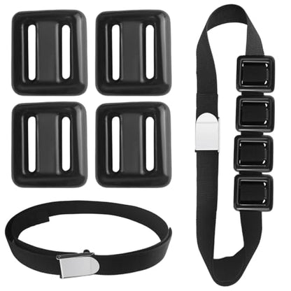 4 Pcs Scuba Weight Belt,Diving Weight Belt with Metal Block Buckle Coated Dive Weights Nylon Dive Belt Suitable for Free Diving - color: Black, size: 4.4lb