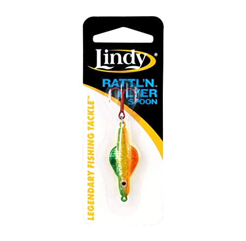 Lindy Rattl'N Flyer Spoon Hybrid Ice Fishing Lure Jigging Spoon - color: Fire Tiger, size: 1/4 oz