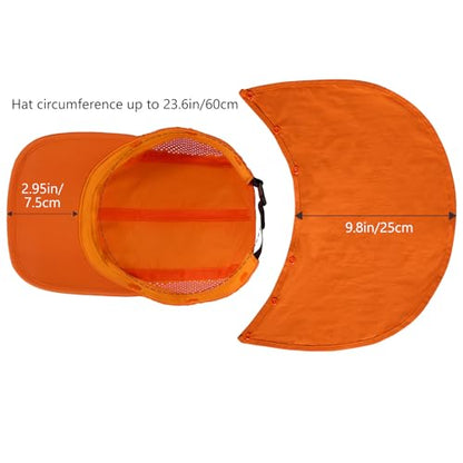 BASSDASH UPF 50+ Foldable Fishing Hat Baseball Cap with Removable Neck Flap Portable for Men Women Golf Hiking - color: Orange With Foldable Brim