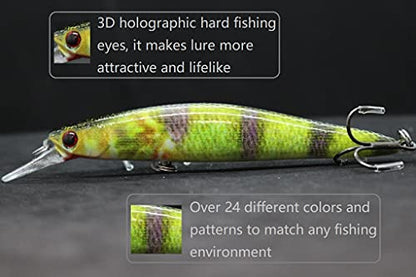 Minnow Crankbait for Bass Fishing Bass Lure Jerkbait Fishing Lures and Tackle Box - color: HM673KB