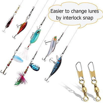AGOOL Barrel Swivel Snap Kit - 50pcs Barrel Swivels with Safety Snaps High Strength Fishing Quick Connect Snap Swivels with Solid Ring Fishing Tackle Accessories Box Kit Size 4#,6#,8#,10#,12#,14# - color: 50pcs-black&gold