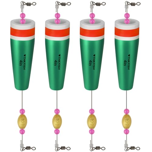 THKFISH Fishing Floats Bobbers Fishing Popping Cork Trout Float Rig Weighted Popping Floats Cork Trout Floats for Fishing Saltwater 4PCS - color: B-GREEN, size: 1.23oz/4in-4PCS