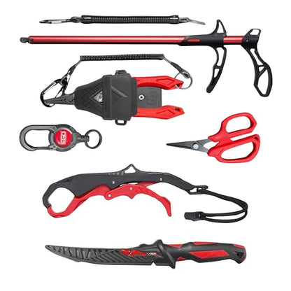 EGO FireSteel Fishing Tool Kit, 7 Pc Pro Angler Set with Pliers, Fillet Knife, Hook Remover, Line Scissors, Vice Grip Tool, Sheath & Lanyard, Freshwater & Saltwater Fishing Gear