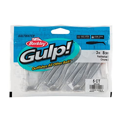 Berkley Gulp! Saltwater Paddleshad Fishing Soft Bait - color: Chrome, size: 3"