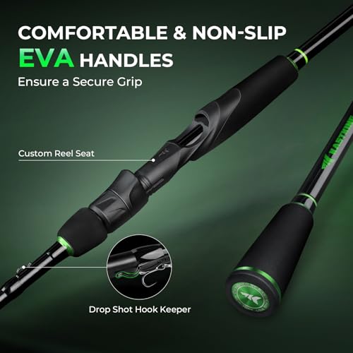 KastKing Zephyr Dual-Tip Fishing Rod and Reel Combo,Spinning & Baitcaster Combo,Dual Tips Section for Different Powers,IM6 Graphite 2-Piece Rod with Extra Tip,Sensitive & Powerful,Freshwater Fishing - style: Spin: 6'6"- Ml& M- Dual-tip Rod - 2000 Reel(bla