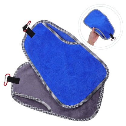 FOMIYES 2pcs Sweatproof Fishing Towels with Clip, Microfiber Rod Wiping Rag for Camping, Gym, Outdoor Sports, Multi-Purpose Angler Workout and Tackle Maintenance Towels