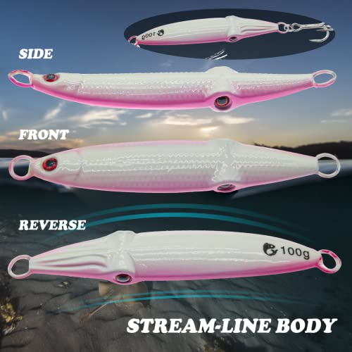 Fishing Jigs Vertical Saltwater Jigs Vertical Jigging Spoon Fishing Tuna Lures Boat Fishing Artificial Lures for Tuna, Grouper, Dogtooth, Snapper, Bass, Salmon/60g, 80g,120g - color: 3pcs-white