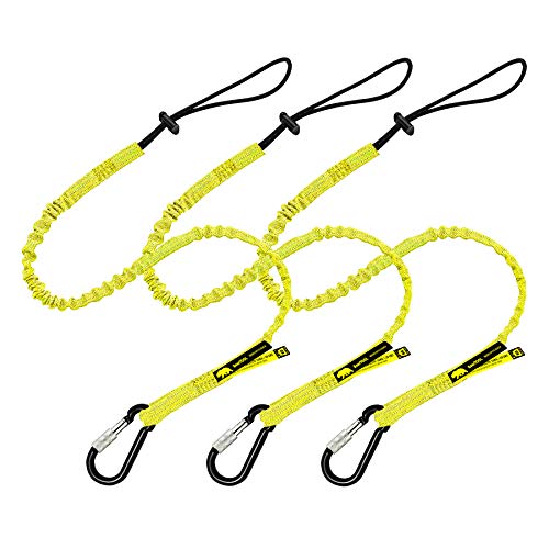 BearTOOLS Tool Lanyard with Buckle Strap – Clip Bungee Cord – Heavy Duty Screw Locking Connector – Fall Protection and Safety – Adjustable Loop End – Tough Tether – Construction - 0923YS (3 Pack) - size: 3-pack