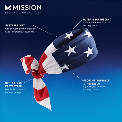 MISSION Cooling Bandana - Lightweight & Breathable - Cools Up to 2 Hours - UPF 50 Sun Protection - Machine Washable - color: Usa