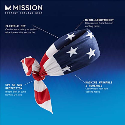 MISSION Cooling Bandana - Lightweight & Breathable - Cools Up to 2 Hours - UPF 50 Sun Protection - Machine Washable - color: Usa