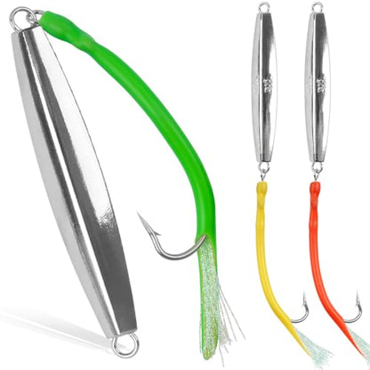 Diamond Jigs Saltwater Fishing Lures, Bottom Bouncing Sinking Casting Jigging Spoon Baits, Deep Sea Vertical Ocean Lures Surf Fishing Jigs for Bluefish Striper Tuna Salmon - style: 6oz-3pcs