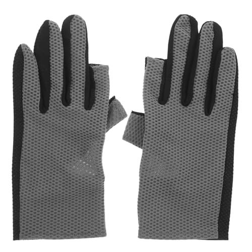Toddmomy Fingerless Sun Protection Fishing Gloves for Men, Breathable Mesh Non-Slip Driving and Cycling Gloves for Outdoor Sports and Crab Fishing