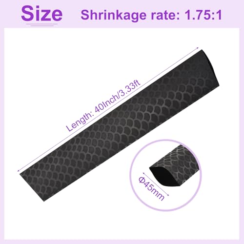 DMiotech Heat Shrink Sleeve Wrap Tubing x Tube Tubing for Fishing Rod Grips and Other Grips, Non Slip - Insulation - Waterproof 40'' Lengths, Dia 45mm Black Scales - color: Black Scales, size: Dia 45mm
