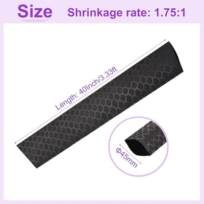 DMiotech Heat Shrink Sleeve Wrap Tubing x Tube Tubing for Fishing Rod Grips and Other Grips, Non Slip - Insulation - Waterproof 40'' Lengths, Dia 45mm Black Scales - color: Black Scales, size: Dia 45mm