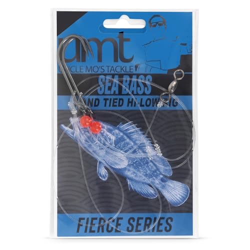 Sea Bass Hi/Lo Saltwater Fishing Rigs 1, 5 &10 Pack Bulk Options - Uncle Mo’s Tackle – Mustad Size 3/0 Bait Hook, 60lb Heavy Duty, 80lb Swivel & Sinker Loop, Hand Tied - for Fluke Porgy Snapper Croaker Sea Trout Tautog Spot Pompano - size: 5 Pack