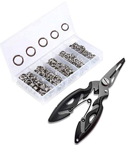 GREATFISHING 200PCS High Strength Heavy Stainless Steel Split Ring Lure Connector Swivels Snap with Fishing Pliers 30lb to 120lb Test - color: 200pc X-strong Ring With Plier