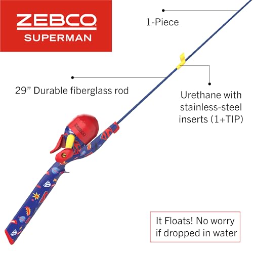 Zebco Youth Floating Spincast Reel and Fishing Rod Combo, Pre-Spooled with 6-Pound Cajun Line - color: Blue/Red/Yellow