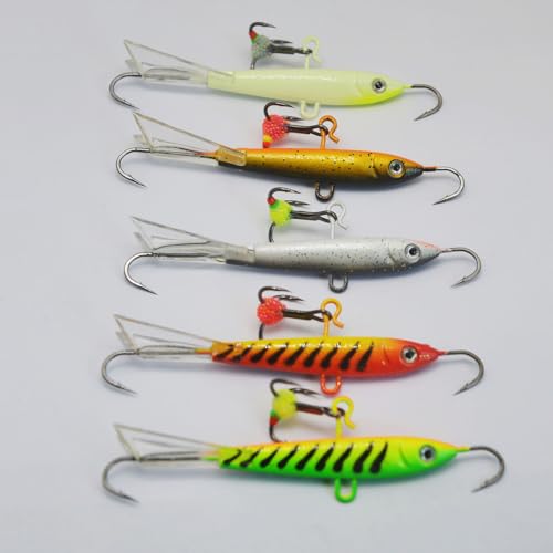Alichino Ice Fishing Jig Set Ice Fishing Lures Micro Jig Head Hook Set for Panfish, Crappie, Walleye, Perch, Trout, Bluegill - color: 5pcs Balance Ice Lure Set