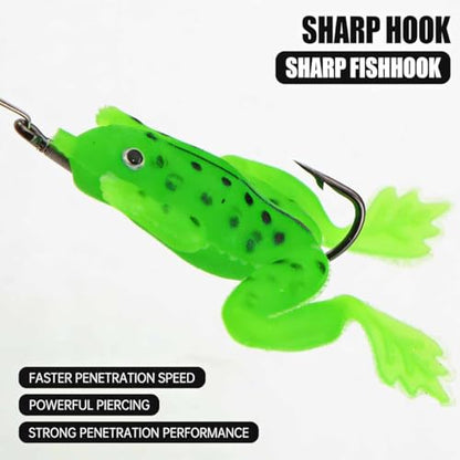 5pcs Soft Frog Lure with Single Hook, 4g/5g Lifelike Topwater Frog Bait, Artificial Fishing Lure for Bass & Snakehead Fishing - color: Trumpet