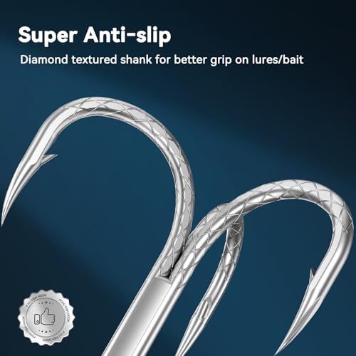 Treble Fishing Hooks, 4X Strong High Carbon Alloy Steel Triple Hooks, Sharp Barbed Fish Scale Pattern Fish Hooks,Freshwater Saltwater Sizes #8-3/0 - size: 8