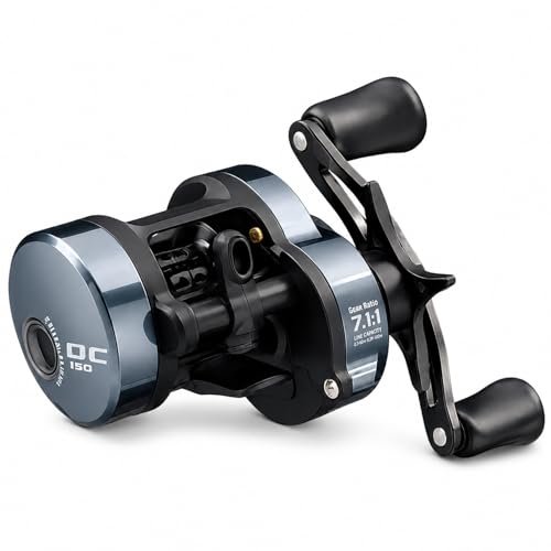 Round DC Baitcasting Reel, Digital Control Anti-Backlash with Signature DC Sound, 7.1:1 Gear Ratio, 17.6LB Drag for Bass Freshwater - color: Left Handed