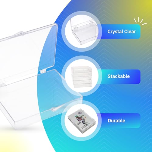 10-Pack Clear Hinged Plastic Containers, Keepsake Storage Boxes, 3 1/2" L x 2 9/16" W x 5/8" H, Made in USA, Plastic Display Case or Small Box for Storage and Organization - size: 3.5" x 2.56" x 0.63"