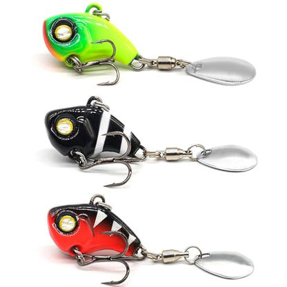 Stonefish 3PCS Spinner Baits Fishing Lure Kit, Trout Lures with Sharp Treble Hooks, Vibrating Swimming Bait for Bass Walleye Pike Freshwater Fishing - color: B-7g