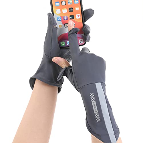 Mens Women Driving Gloves Summer UV Sun Protection Gloves Non-Slip Touchscreen Ice-Silk Sunblock Gloves for Cycling Riding - color: Extended Dark Grey
