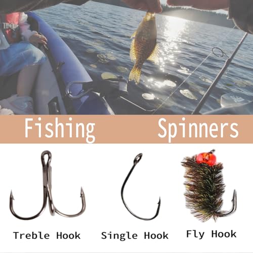 SHIAWASENA Fishing Spinners, 10pcs Trout Fishing Lures Kit, Inline Spinner Baits with Single Hooks &Treble Hooks & Fly Hooks, High-Reflective Flash Spoons for Trout, Salmon, Panfish, Bass, Pike - style: A#