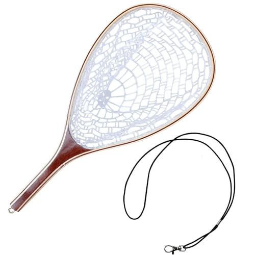 Garvee Fly Fishing Landing Net, Soft Rubber Mesh Trout Net with Straight Handle Frame for Catch and Release, Gifts for Father Men