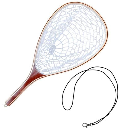 Garvee Fly Fishing Landing Net, Soft Rubber Mesh Trout Net with Straight Handle Frame for Catch and Release, Gifts for Father Men