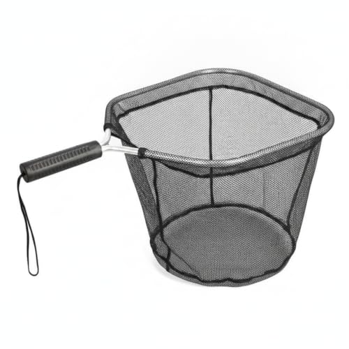 Rubber Mesh Landing Net Head Replacement, Aluminum Alloy Frame for Freshwater Fishing, Smooth Hook Release - size: 13.78 x 11.81 x 11.42"