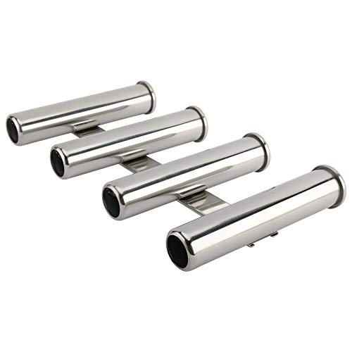 YaeMarine Fishing Rod Holder 316 Stainless Steel Fishing Rod Rack 3Tube/4Tube/5Tube/6Tube Mirror Finish for Marine Boat Yacht Camper - style: 4 Tube