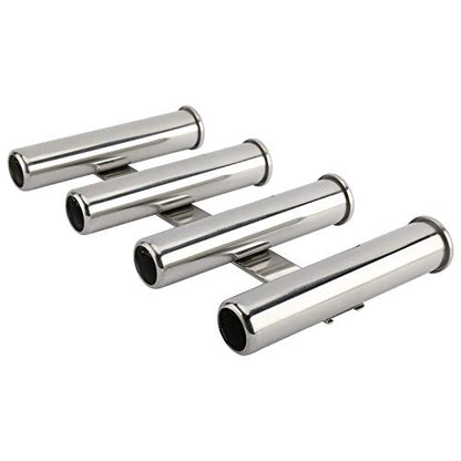 YaeMarine Fishing Rod Holder 316 Stainless Steel Fishing Rod Rack 3Tube/4Tube/5Tube/6Tube Mirror Finish for Marine Boat Yacht Camper - style: 4 Tube