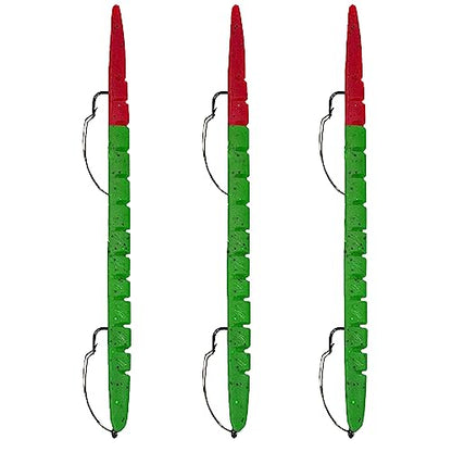Delong Lures Fishing Lures, Made in America, Pre-Rigged Weedless Bass Lures for Fishing, Segemented Soft Platisc Fishing Bait, Fishing Worm Lure, Fishing Tackle Kit - color: Watermelon