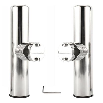 NovelBee 2pcs Stainless Steel Clamp on Fishing Rod Holders with Black Rubber Insert for Rails 7/8" to 1"