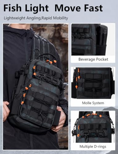 2 in 1 Compact Tactical Fishing Backpack with Tackle Boxes, Lightweight Waterproof Tackle Bag Fit 2 * 3600 Tackle Boxes, 2 Rod Holders Storage, Fishing Accessories Gift for Men Green - color: green