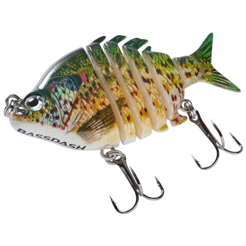 Bassdash SwimPanfish 0.34oz Hard Swimbaits Multi Jointed Topwater Trout Bass Fishing Crank Lure for Freshwater and Saltwater - color: Spotted Sunfish