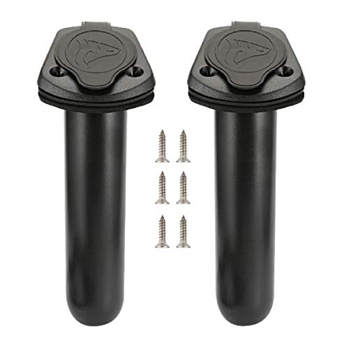 2 Pcs Kayak Deck Plastic Flush Mount Fishing Boat Rod Holders and Cap Cover, Fishing Tackle Accessory Tool