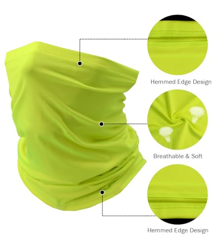 Fishing Neck Gaiter, Sun Protection Face Mask, Cooling Neck Shield Scarf Cycling Balaclava Bandana for Men and Women - color: Neon Yellow