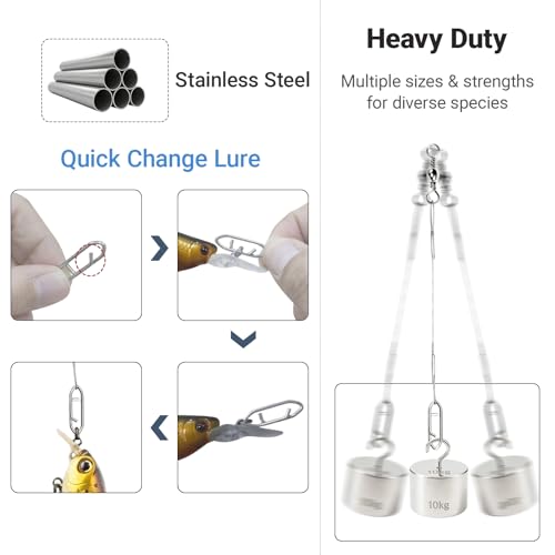 QISHUO Heavy Saltwater Fishing Leader Strength Snap Line Wire Leader Stainless Rigs Steel Fishing Leaders Freshwater White Nickel - size: Size #5 (11.8in-60lb) 30pcs