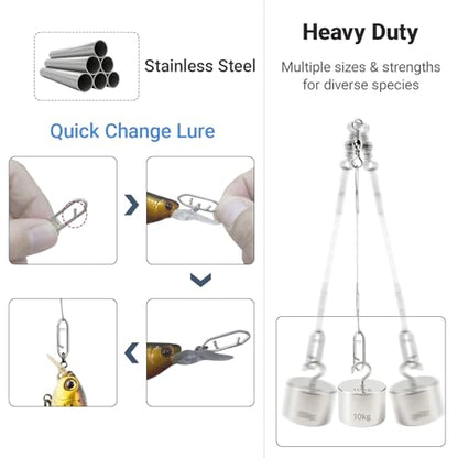 QISHUO Heavy Saltwater Fishing Leader Strength Snap Line Wire Leader Stainless Rigs Steel Fishing Leaders Freshwater White Nickel - size: Size #5 (11.8in-60lb) 30pcs