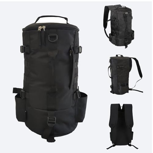 Fishing Tackle Backpack with Rod & Bottle Holder, Lightweight Outdoor Water-Resistant Fishing Gear Shoulder Storage Bag (Black) - color: Black3