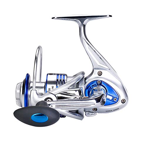 Diwa Spinning Fishing Reels for Saltwater Freshwater 3000 4000 5000 6000 7000 Spools Ultra Smooth Ultralight Powerful Trout Bass Carp Gear Stainless Ball Bearings Metal Body Ice Fishing Reels - style: 7000