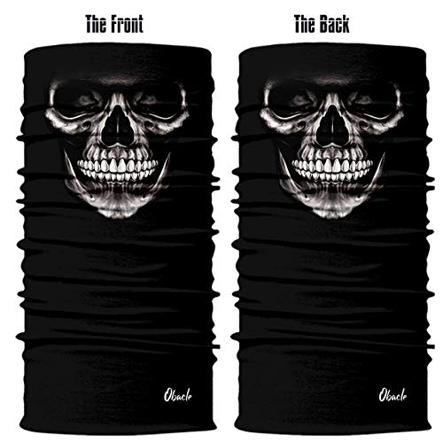 Obacle Bandana Face Mask Neck Gaiter Tube Mask Men Women for Sun Dust Protection - color: Skull Neat Teeth Black Face