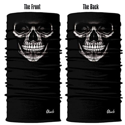 Obacle Bandana Face Mask Neck Gaiter Tube Mask Men Women for Sun Dust Protection - color: Skull Neat Teeth Black Face