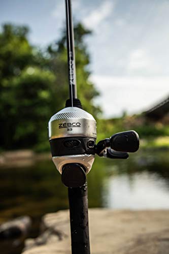 Zebco 33 Spincast Reel and 2-Piece Fishing Rod Combo, 5-Foot 6-Inch Durable Fiberglass Rod, Quickset Anti-Reverse Fishing Reel with Bite Alert